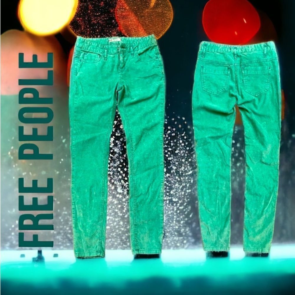 Free People l Green Corduroy Pants l 5-pocket Design l Size 28 l EUC